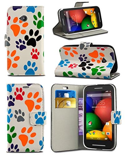 Apple iPhone 7 (4.7 inch) - Fun Colourful Printed Wallet Case Cover Creative Fresh Pattern Design with Integrated Stand - Dog Cat Animal Paw Foot Print
