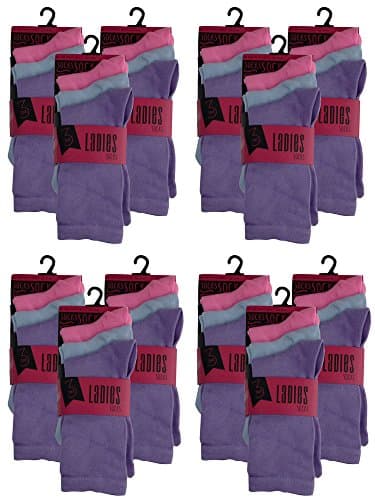 Ladies Socks 98% Polyester 2% Elastane Uk 4- 3/ Eur 37-41-3 Pairs TWELVE PACKS