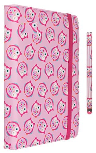My Doodles Fun Novelty Child Friendly Character Gift Bundle Pack Universal Case, Screen Protector and Stylus Pen for 6-8 inch Tablet - Owl