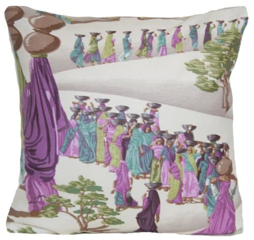 Lilac Indian Sari Design Cushion Cover Rectangle Decor Pilow Throw Case Manuel Canovas Fabric