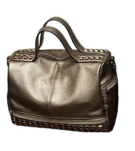 HandbagCrave Dora Leatherette Rivets Shoulder Bag Hobo Bag (Silver)