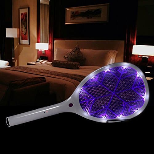 Piazz 2-in-1 Electric Bug Zapper, Mosquito Trap Lamp combines Fly Swatter Racket, USB Rechargeable Insect Killer / 3000 Volt / Surrounded LED Light for Indoor Outdoor Use