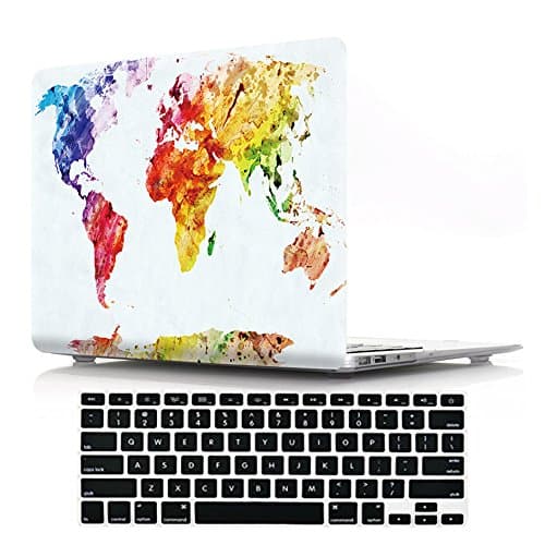 DIGIC Macbook Air 13" Case with Keyboard Cover, Hard Plastic Cover Case with Keyboard Protector for Macbook Air 13.3 inch(A1369/A1466),World Map