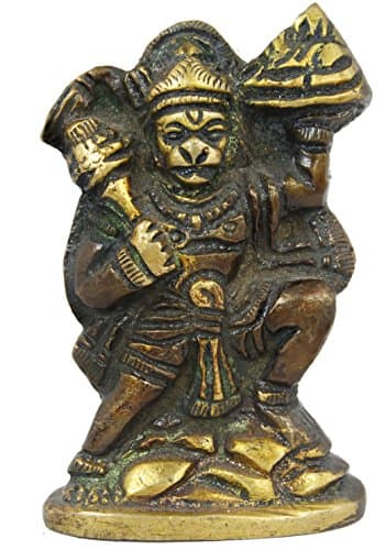 Home Decor Hindu God Hanuman Statue Car Dashboad - Handmade Brass Sculpture India