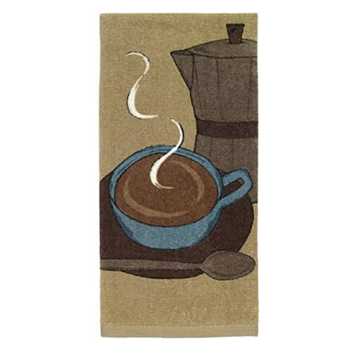 All Clad Textiles Fiber Reactive Coffee theme Print on Kitchen Towel, Cappuccino