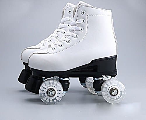 YUC White Rollerblade Adult Rollerblades Pattern Men and Women Roller Skates,Flash wheel,33