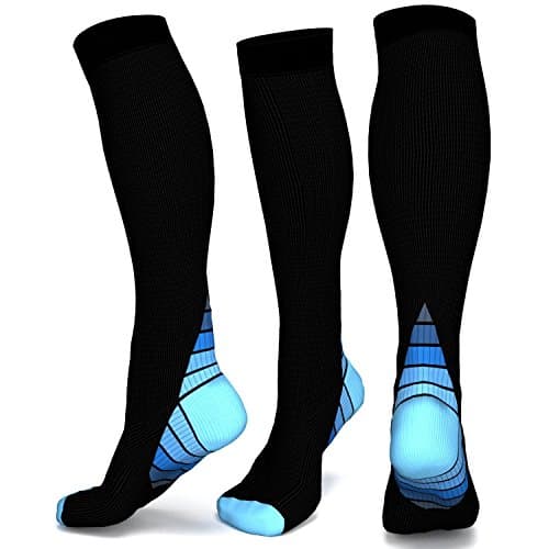 HCLKSTORE Compression Socks for Men & Women, Graduated compression Socks For All Sports, Flight, Air Travel, Nurse. Boost Stamina, Circulation, & Recovery (Blue, S/M (Women 4-6.5 / Men 4-8))