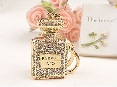 Creative Rhinestone Parfum Perfume Crystal Keyring Keychain Birthday Gift (White)