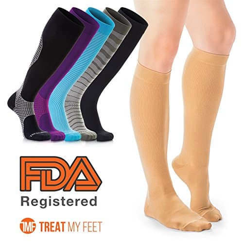 Compression Socks for Men & Women Knee-high compression stockings relieve calf, leg & foot pain - Graduated to boost circulation & reduce edema swelling, FDA, Nurse & Runner Recommended - S, M, L & XL