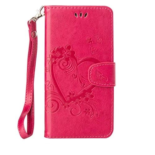 Samsung Galaxy Note5 Case, LTWS PU Leather Flip Cover Case Wallet Stand Cover Side Magnetic Closure Book Style with Card Slots Butterfly Floral Design Phone Cover for Galaxy Note 5, Rose Color