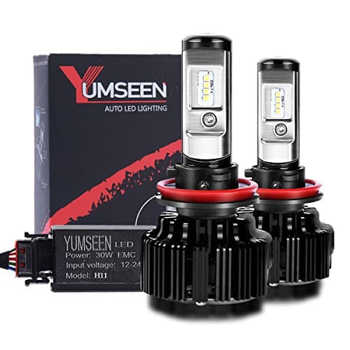 YUMSEEN LED Headlight Bulbs Conversion Kit-H11(H8,H9),60w 6,400Lm 6000K Cool White Philips Light Source - 2 Yr Warranty (H11(H8,H9))