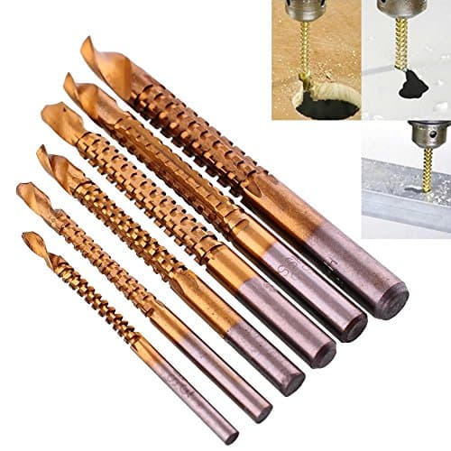 6Pc Titanium Coated HSS Drill & Saw Bit Carpenter Woodworking Wood 3-8mm