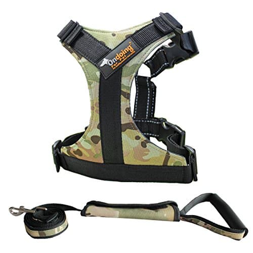 Adjustable Dog Vest Harness with Leash - Secure Reflective Nylon Lightweight Dog Walking Harness Vest - Durable and Breathable Dog Pulling Harness (M, Camouflage - green)