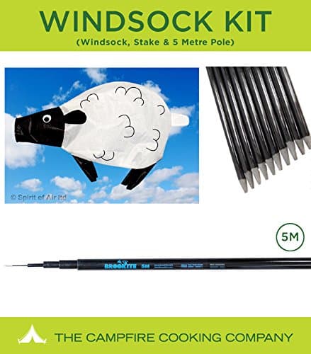 Festival flag pole kit with Sheep Windsock, 5m Pole and Ground Stake