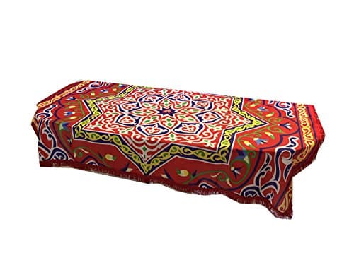 Memories Maker Ramadan Table Cloth with Red Fringes, 100cm L x 135cm W