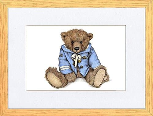 Teddy Bear with Blue Jacket Framed Art Print By Kevin Wood (10 x 8)