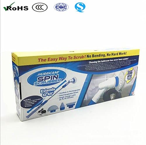 Ulable Multifunctional Electric Long Handle Scrub Spin Household Cleaning Brusher Electric Turbo Scrub Household Cleaning Extra Brushes Set Accessories Super Scrubber Rechargeable Cordless Toilet Bathroom Kitchen 300RPM Spin Cleaning Brush with 3 Replaceable Brush Heads &amp; Extendable Handle