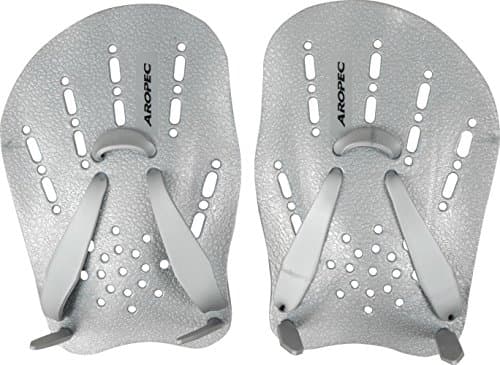 Aropec Triathlon Speed Swimming Hand Paddle Training Gain Muscle Improve Stroke[Silver,L]