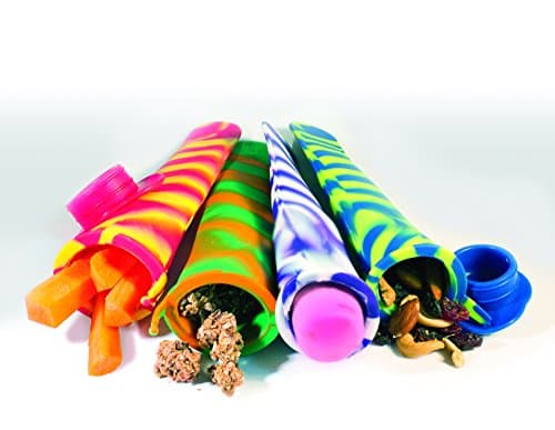 Slim Snack: Fits in Lunchboxes Where Bulky Lunch Containers Don't. Snack Bag and Ice Lolly Mold ALL IN ONE! Make Healthy Blender Pops. 4 Pack Tie Dye by GreenPaxx