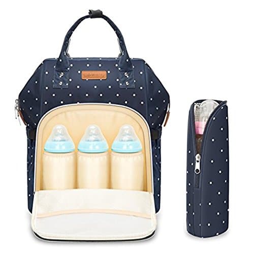 Multifunction Nappy Changing Bag, Large Capacity Travel Baby Changing Rucksack Tote Reusable , Lightweight Stylish Durable Backpack with Bottle Insulated Pocket for Mommy and Dad, Pot Blue