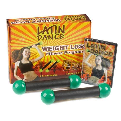 Latin Dance Weight Loss DVD Fitness Program Dance Workout Kit, Includes 1x Dance DVD and 2x Dance CDs 2x Toning Sticks