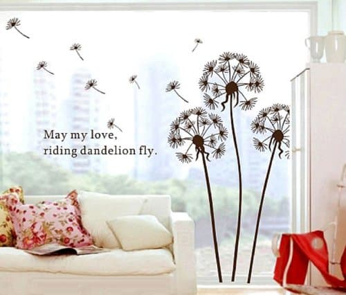 Walplus Wall Stickers Dandelion in The Wind Removable Self-Adhesive Mural Art Decals Vinyl Home Decoration DIY Living Bedroom Office Décor Wallpaper Kids Room Gift, Brown