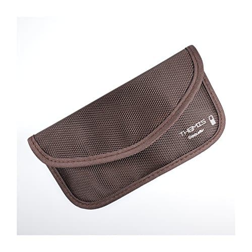 Themis Security - Nylon Brown XL - GSM/LTE / RFID/NFC Protective Case - for iPhone 5/6 Size, 2 Compartments 16.5 cm x 9 cm