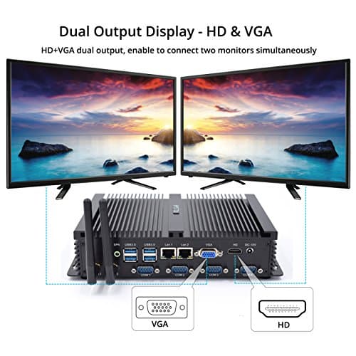 HYSTOU FMP04 Fanless TV BOX Pc,Mini PC Desktop Computer with Intel Core 1007u 1.8Ghz 300M Wifi (8GB RAM 128GB SSD)