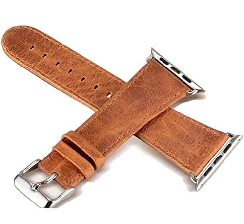 WTACC Women Watch Band 38mm Leather Designer Replacement Strap for Apple Series 3/2/1,light brown