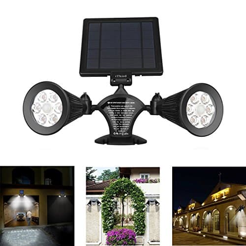 Solar Motion Sensor Light Outdoor, iThird 12 LED 600LM Solar Powered Security Lights Wall Mounted Spotlights for Garage Garden Deck Porch Driveway Rotatable Waterproof