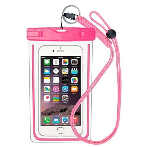 Waterproof Case, Waterproof Cell Phone Dry Bag Case Smartphone Pouch for Outdoor Sports for iPhone 6 6S Plus 5S SE Samsung Galaxy S7 S6 S5 S4, Note 5 4 3, LG G4 G5 G3 for Cell Phone up to 6 Inches (Pink) MB011