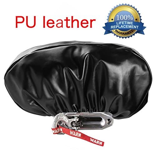 PU Leather Winch Cover Waterproof, Dust-proof,UV &amp; Mildew-Resistant Winch Protective Cover for Winches 8,500 to 17,500 lbs, 22.5" W x 9.9” H x 6.3” D