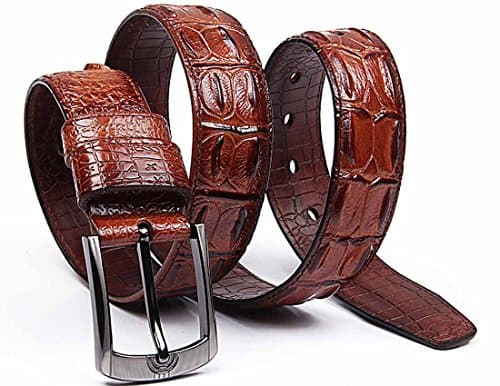 nidicus Mens 1.5inch Wide Rugged Alligator Pattern Single Prong Leather Belts