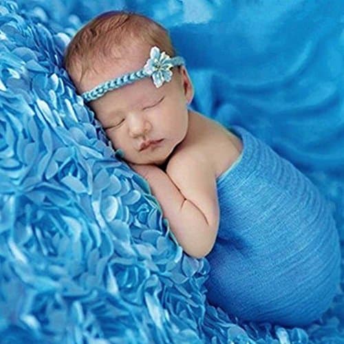 PePeng Newborn Photography Props, Use Soft 3D Rose Flower Backdrop Beanbag Rug to Create Memorable Kids Portrait Photography (Blue)