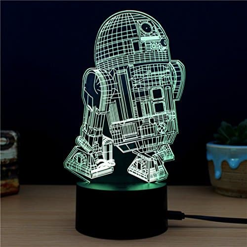 Sweetcreature 3D Lamp R2-D2 Table Night Light Force Awaken Model 7 Color Change LED Desk Light with Multicolored USB Power for Living Bed Room Bar Best Gift Toys