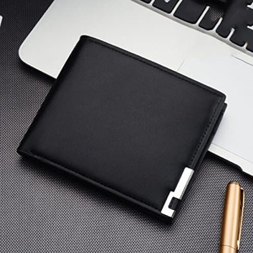 GEXING Geldbeutel Simple And Creative Casual Young Men's Cross-section Wallet Folded Wallet Geldbörse,Black-12*10*1.5cm
