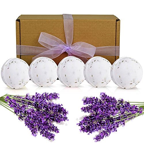 Bath Bombs Gift Set - Handmade in UK - 5 x 210g Mega Fizzies with Essential Oils Natural Aromatherapy Christmas Gifts Set (Lavender)