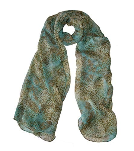 Luxury high quality Extra large Chiffon Leopard flower print scarf Green