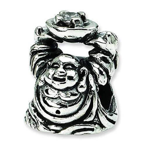 Sterling Silver Reflections SimStars Cubic Zirconia Buddha Bead Charm