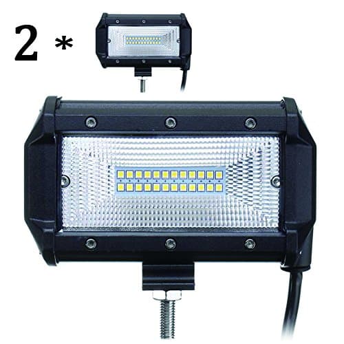 2 Pcs 5 Inch 72W LED Light Bar Flood Lamp Car Boat Truck Offroad Vehicle for Jeep Driving Light Waterproof IP67 DC10-30V