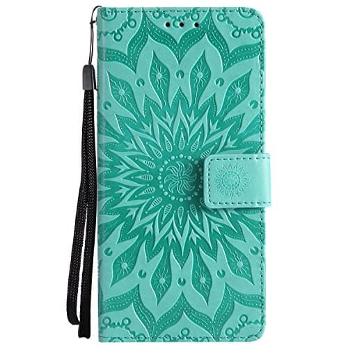 Huawei Mate10 Lite Case - High Quality Flip PU Leather Case Sun Embossed Pattern/Stent/Wallet/With Card Holder/Protection Case Cover for Huawei Mate10 Lite(Green)