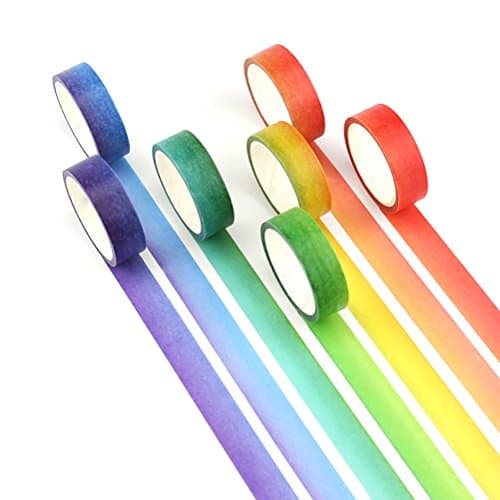 7 Rolls Gradients Rainbow Colour Washi Tape Set Self Adhesive Paper Stickers for Scrapbook Diary Decoration