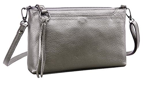 SAIERLONG HAD Women's Retro Silver Genuine Leather Small Clutch Shoulder Bag Diagonal Package
