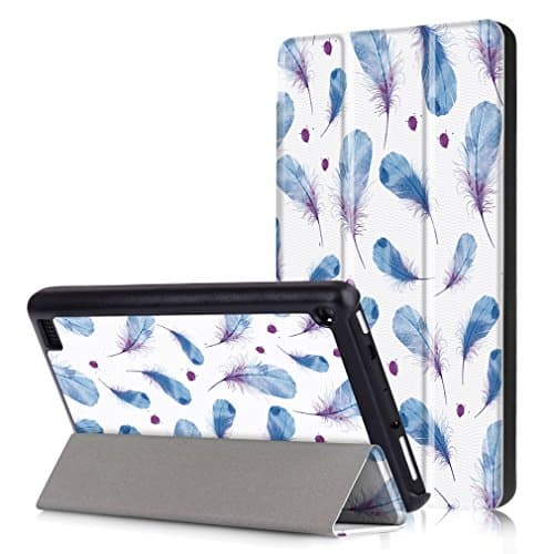 LMAZWUFULM Case for Amazon Kindle New Fire 7 2017 PU Leather Ultra-thin Magnetic Closure Foldable Leather Case Painting Blue Pen Patterns by Bookstyle with Stent Function Holster Leather Case Flip Cover for Amazon Kindle New Fire 7 2017 Tablet PC Pattern 7