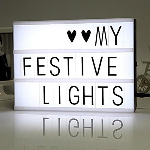 Cinematic Light Box with 85 Letters ,A4 size Free Combination Cinema Light Box DIY LED Letter Lamp for Home Decor, Photoshoots, Birthday Party ,Christmas Gift( Extra 85 Emoji Signs )