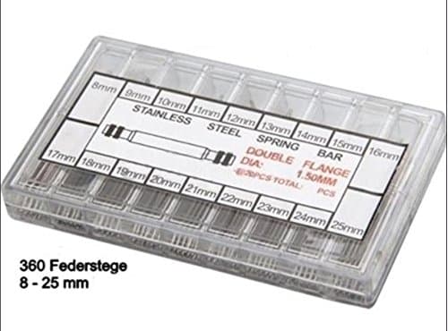 SEEM® 360 pcs 8-25mm Watch Band Spring Bars Strap Link Pins Watchmaker Stainless Steel (UK Location)