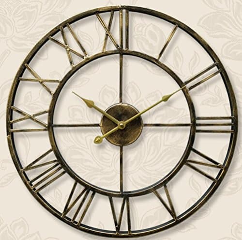 Iron Art Hollow Wall Clock, 50Cm, Golden Pointer
