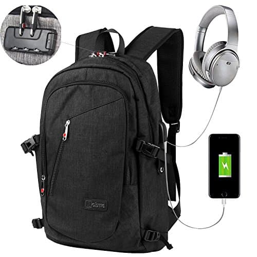 Laptop Backpack, ONENICE Anti-theft Business Slim Computer Bag With USB Charging Port and Headphone Port For Women and Men, Fits Up to 15.6 Inch Laptop Notebook and Tablet IPad (Black)