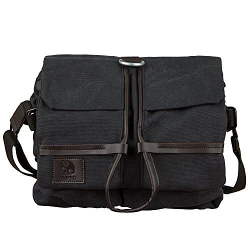VidPro Canvas Camera Messenger Bag with Removable Organizer, Padded Lining, Crossbody Shoulder Strap for All Cameras and Accessories, Black.