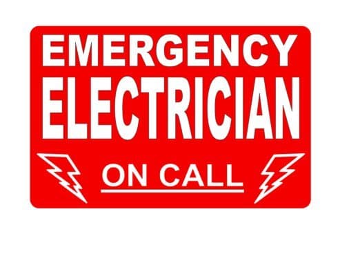 EMERGENCY ELECTRICIAN ON CALL DASHCARD DASH CARD POWER Cable Trip Fuse Strip Lights Cable Board Plug Fuse Box nic eic (RED)